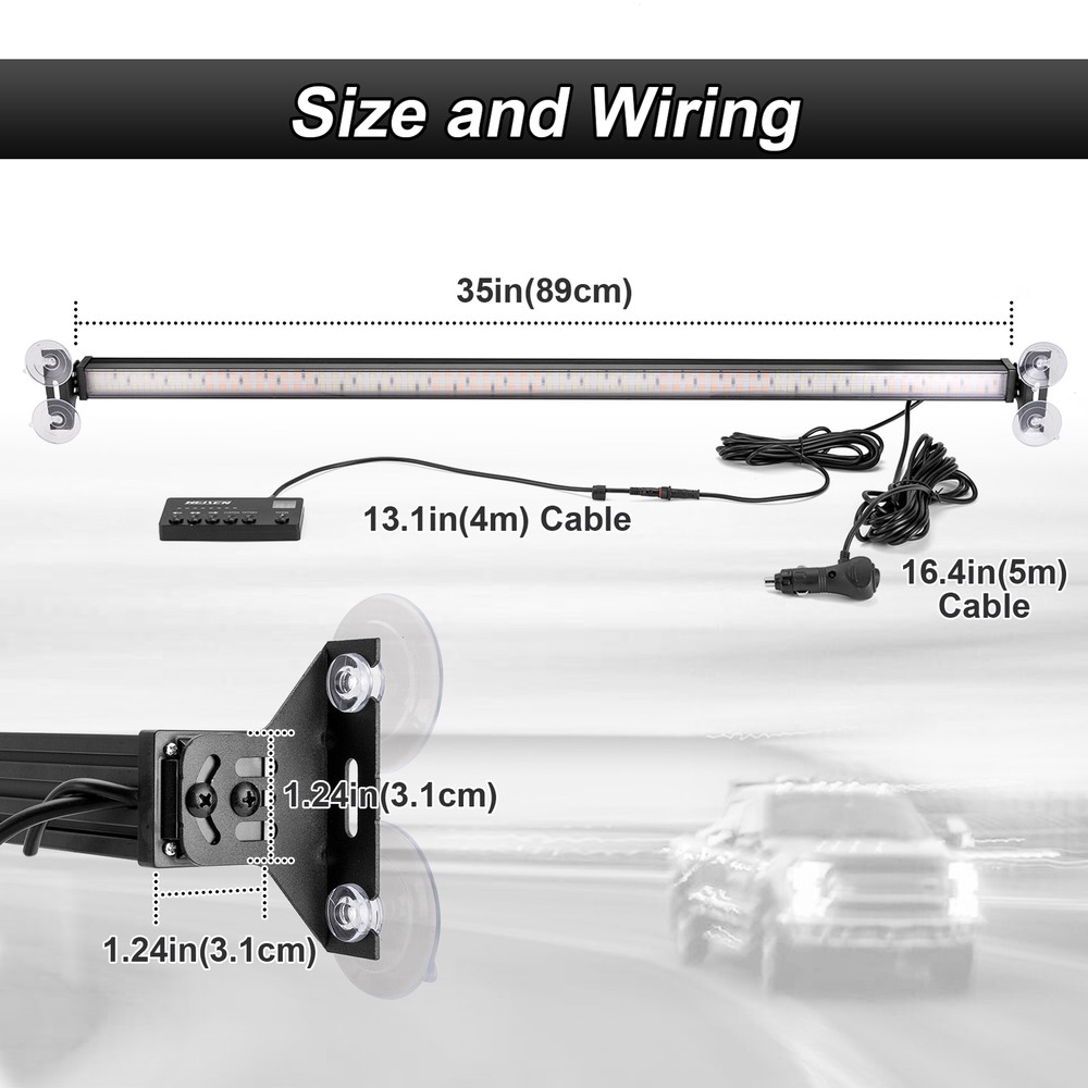 35" Amber White Traffic Advisor Strobe Emergency Light Bar Warning w/ Controller