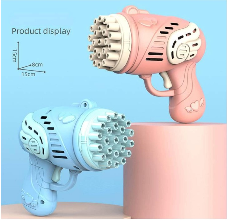 Bubble Guns Machine, 23 Hole Bubble Blaster with 2 Refill Solution pink