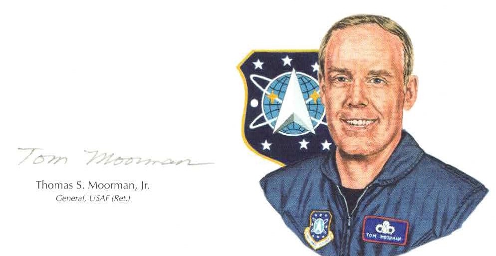 Thomas Moorman Jr Hand Signed Cut Signature GOE Lithograph AF Space Command (d)