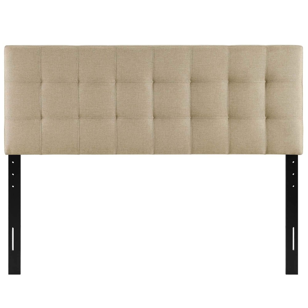 Beige Tufted Full Headboard Adjustable Height Upholstered Fabric Modern Design