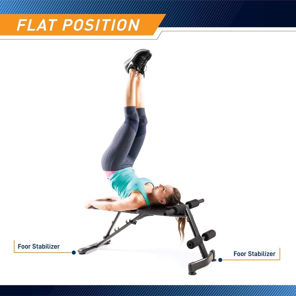All-in-One Adjustable Workout Bench - Incline, Decline, Flat Exercises - Black