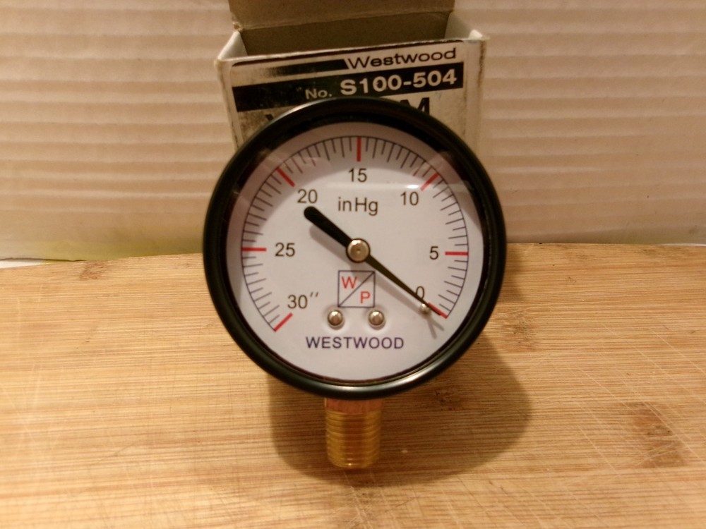 Westwood Vacuum Gauge 1/4" NOS