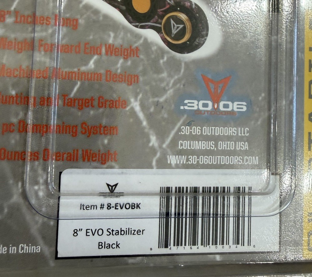 EVO 8” Bow Stabilizer Rack Solid Gear 30-06 Outdoors NEW