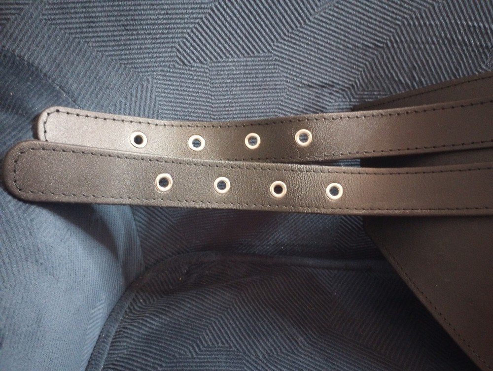 Black Cowhide Leather BDSM Ankle Restraints (pair) with Thick Fur Padding