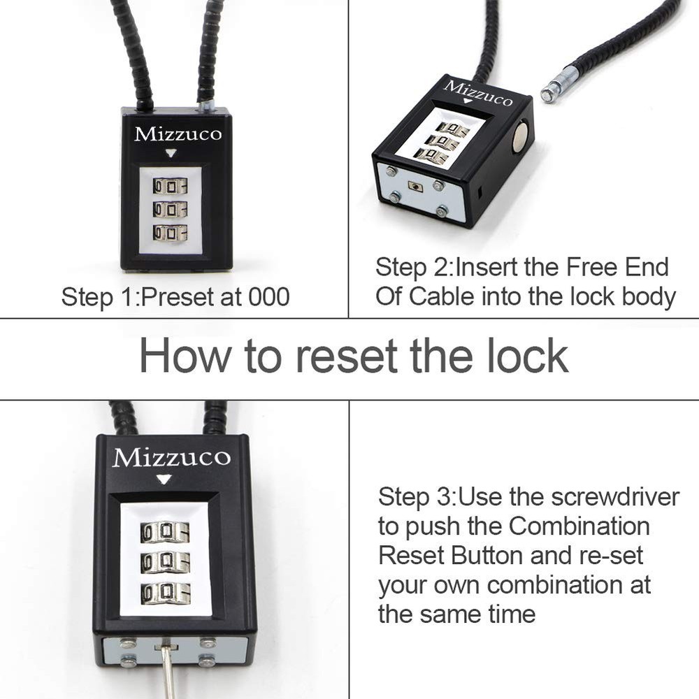 Trigger Lock 3 Digit Combination Lock & Cable Lock Compatible with Many Handg...