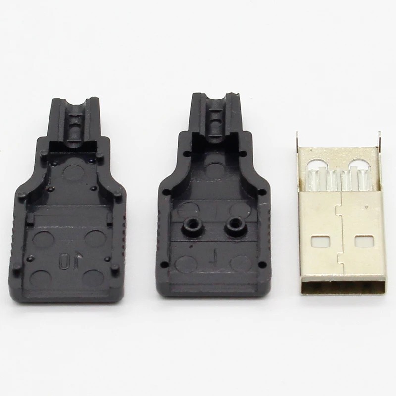 10pcs USB Male Connector Type-A Cable Replacement Plug with Black Plastic Cover