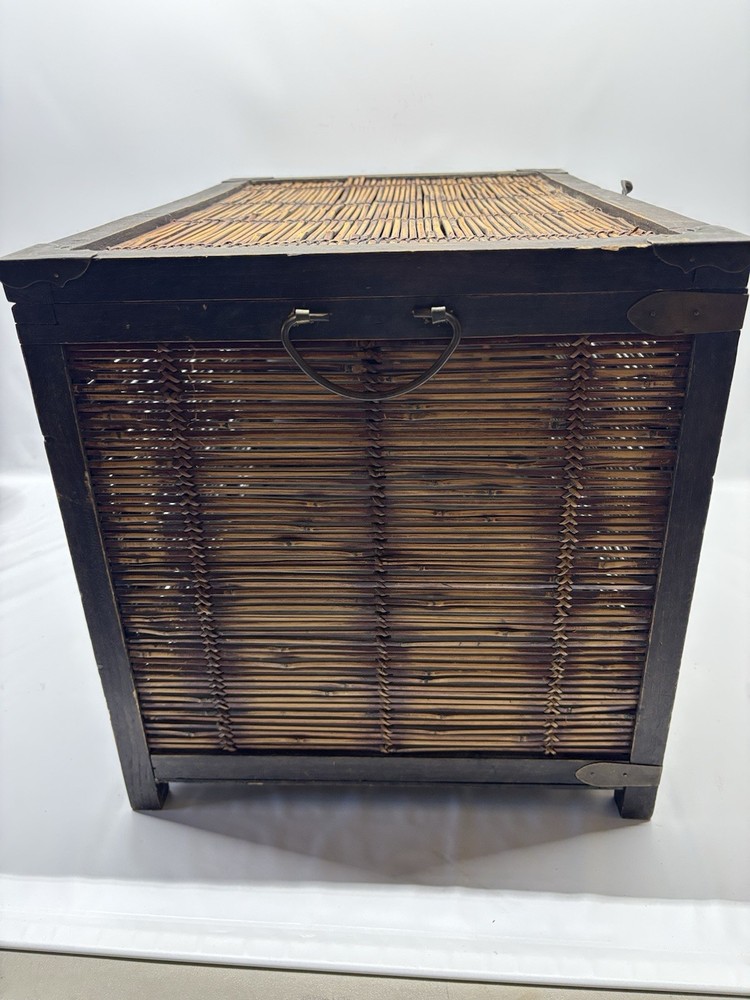 Vintage 1970s Split Bamboo & Brass Mounted Trunk
