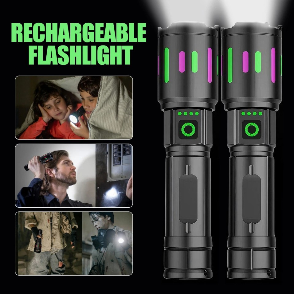 350000000 Lumen Super Bright LED Tactical Flashlight Rechargeable Work Light-