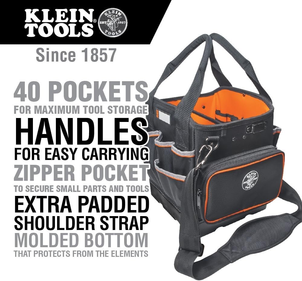 14 Tool Bag with Shoulder Strap Has 40 Pockets for Tool Storage
