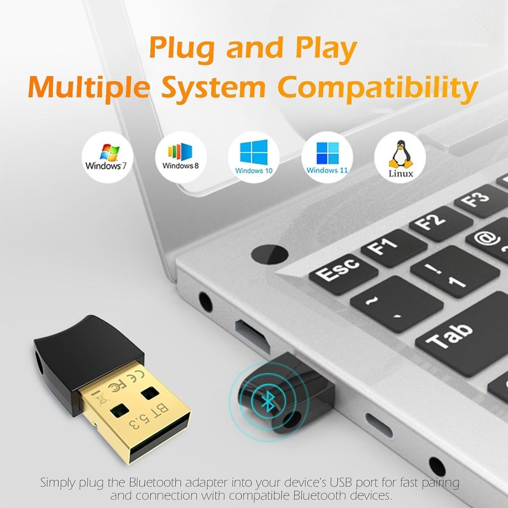 Ultra-Compact Bluetooth 5.3 USB dongle - Reliable Connectivity for Windows/Linux