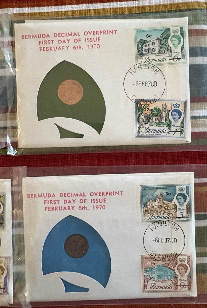 1970 FIRST DAY FIRST ISSUED BERMUDA COINS