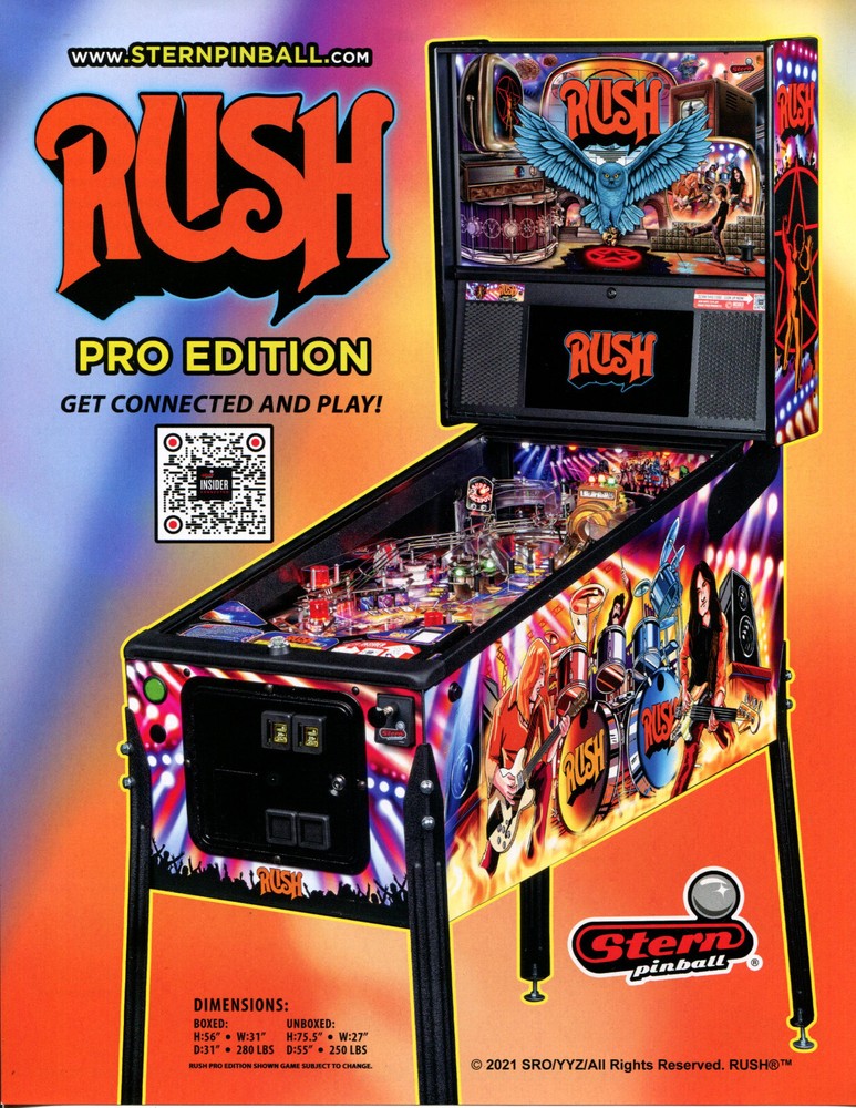Rush Pro Edition Stern Pinball Flyer / Brochure / Ad Mint