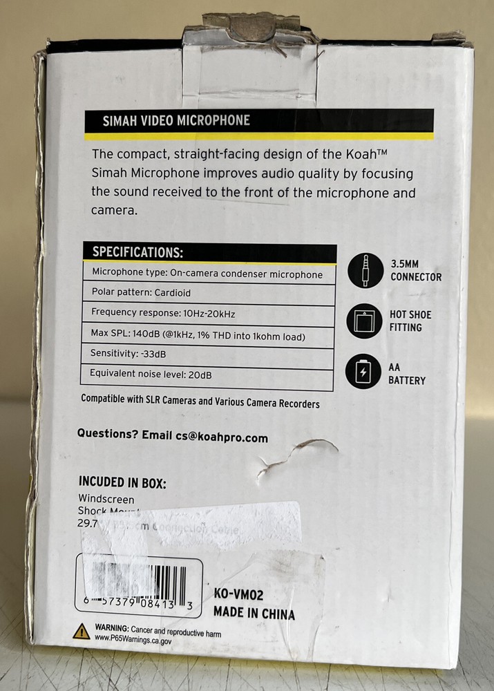 Koah Simah Condenser Microphone Clear Audio Open Box