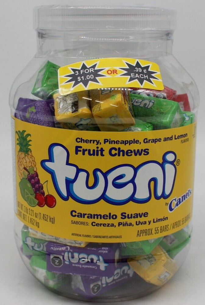 TUENI Fruit Chews Candy 55 Count Jar