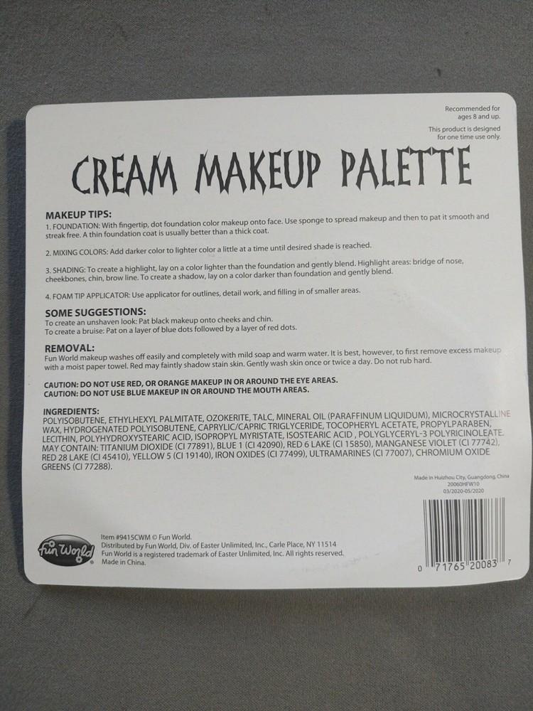 Cream Makeup Palette Zombie Halloween Vampire kit