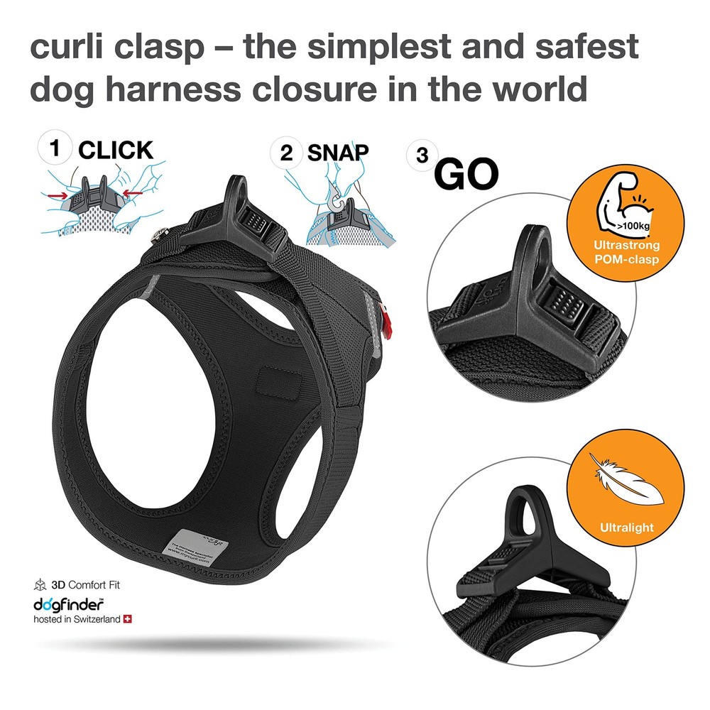 CURLI CLASP VEST HRNS BLK LG