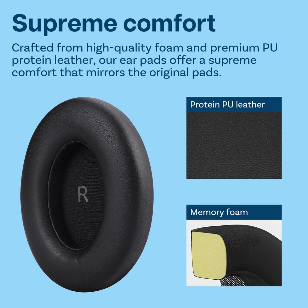 Replacement Ear Pads for Sennheiser Momentum 4 Wireless - Memory Foam Black