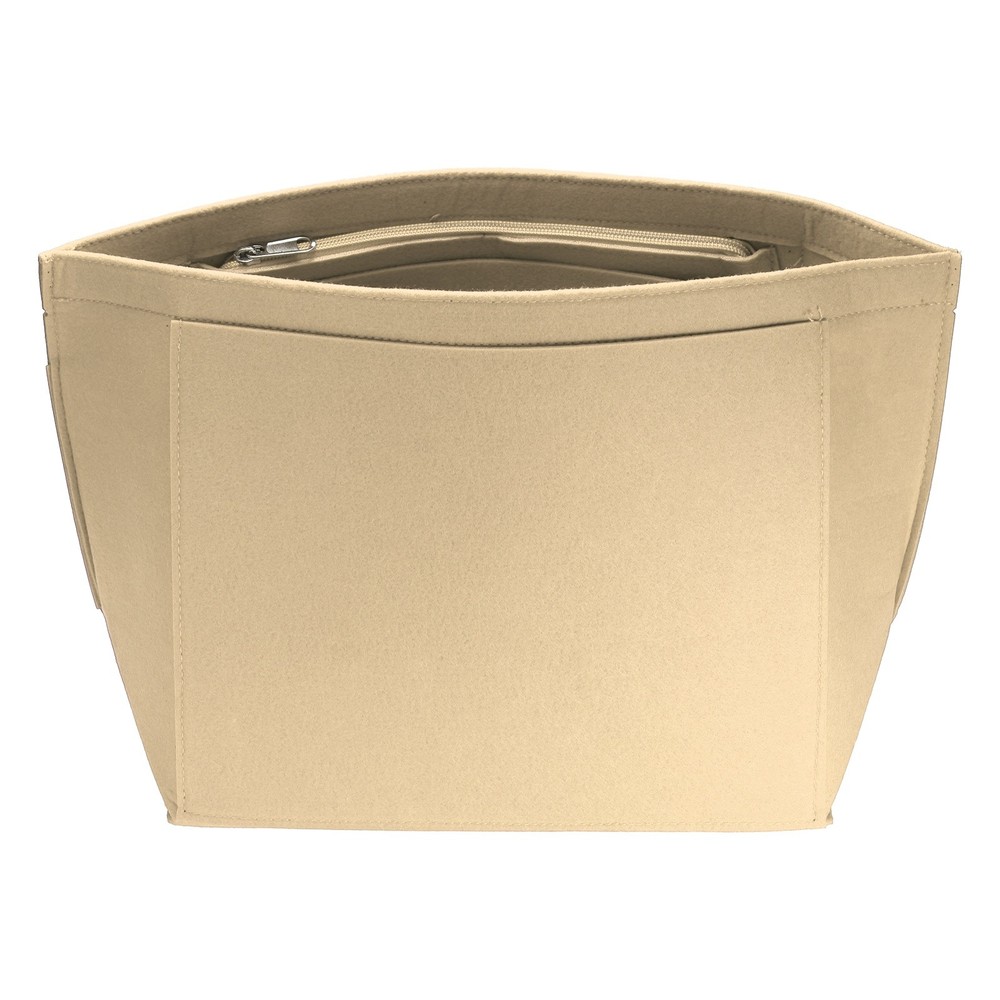 Purse Organizer Insert, Large Felt Handbag Organizer with Zipper, Beige