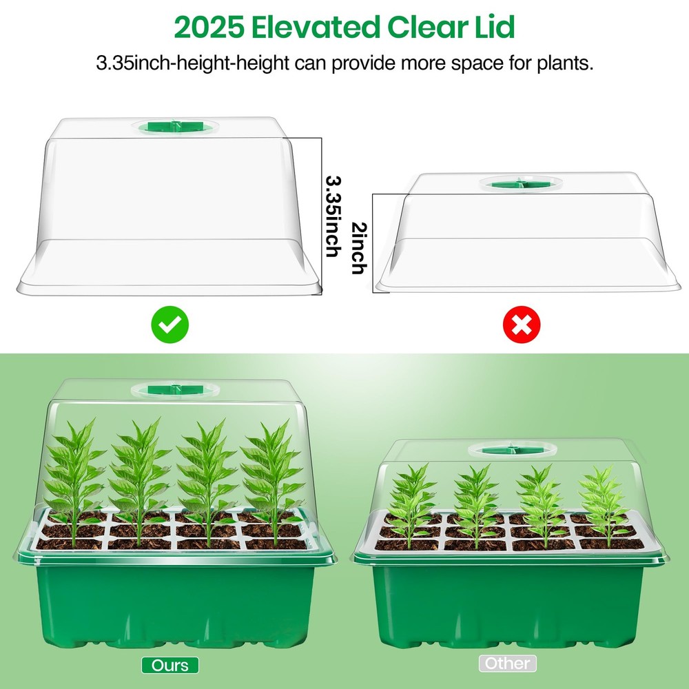 10 Packs Seed Starter Tray with Elevated Lid, 120 Cells Thicken Seed Starting...