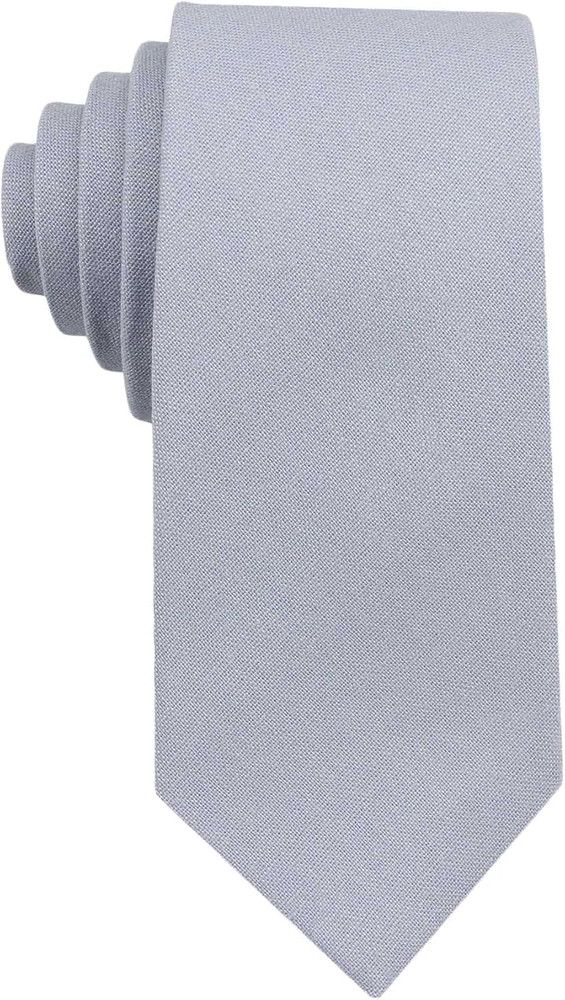 Mens Solid Linen Ties - Slim Pattern Necktie - Standard and Extra Long Tie