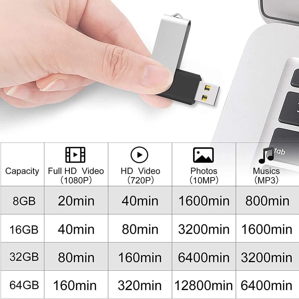 2 Pack USB Flash Drives 64GB Swivel Memory Sticks for Data Storage