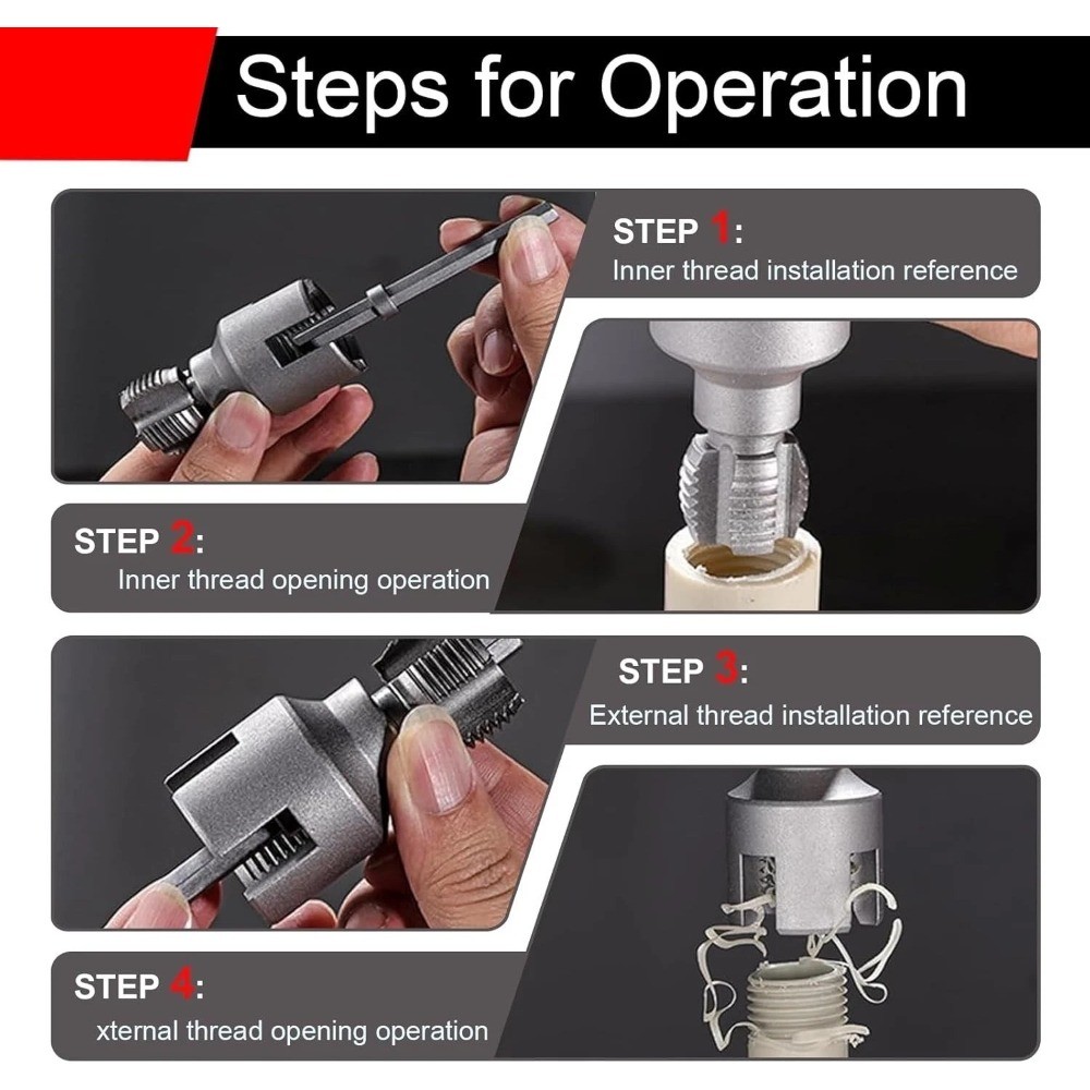 US Integrated Internal & External Pipe Threading Tool For 1/2'' 3/4'' Water Pipe