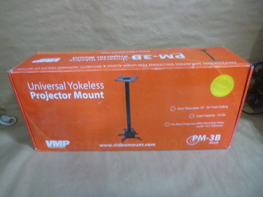 VMP PM-3B Universal Yokeless Projector Mount Black ~NEW OPEN BOX