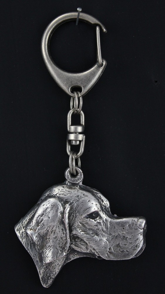 English Pointer - Silver-plated key ring with dog, handbag decoration, backpack