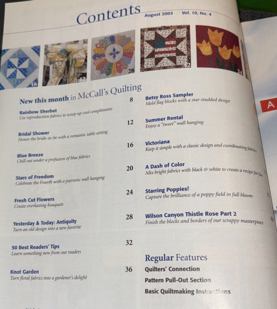 Rare McCall's QUILTING Quilt Pattern August 2003 Bk