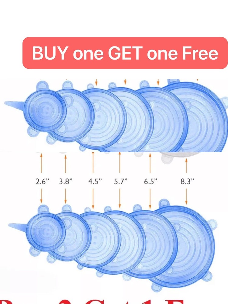 6pcs Reusable Silicone Stretch Lids Kitchen food Storage Wraps Cover Various