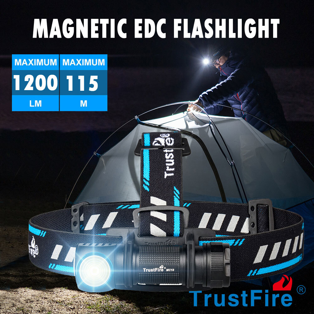 Trustfire MC18 1200 Lumen Bright LED Headlamp Flashlight Rechargeable Headlight