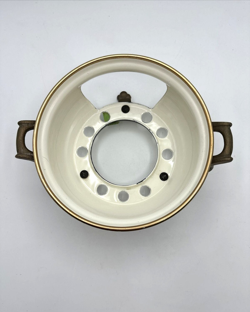 ASTA Enamelware Footed Warmer Chafing Dish BOTTOM ONLY Brass Handles