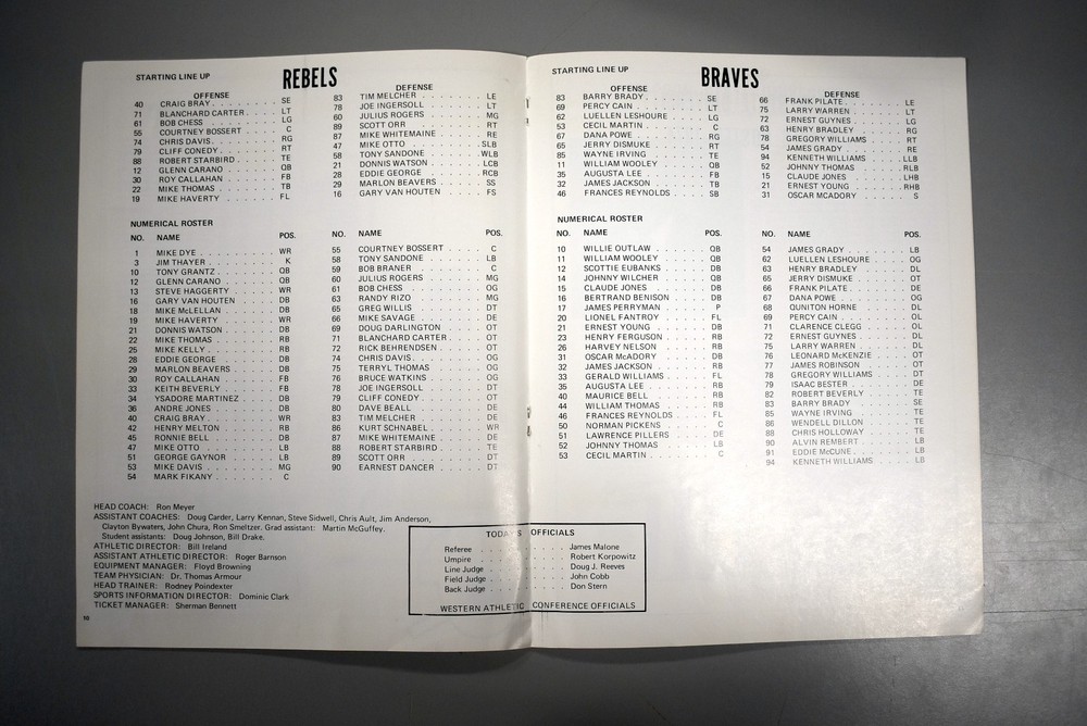 UNLV vs Alcorn State November 30th 1974 Division II Official Game Program