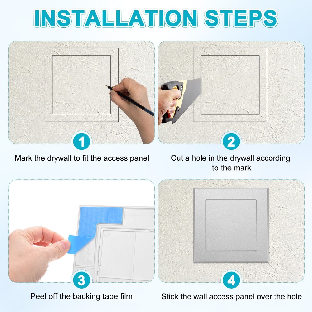 2-Pack Access Panel for Drywall, 5x5" Plastic Removable [Silver Tone, Square]