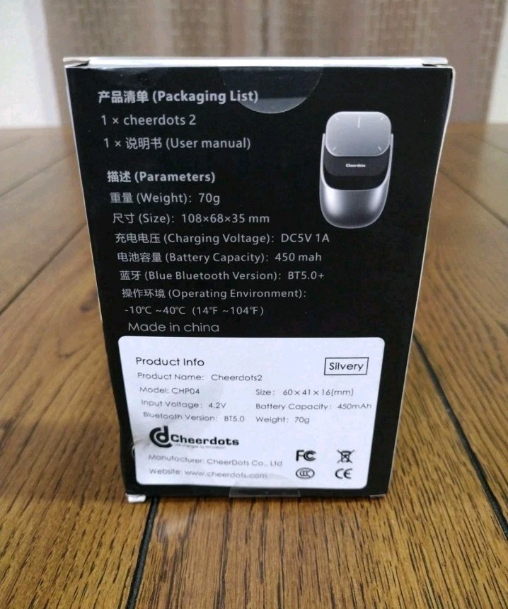 Cheerdots2 Detachable - AI Voice Recording, ChatGPT App Support - Silver