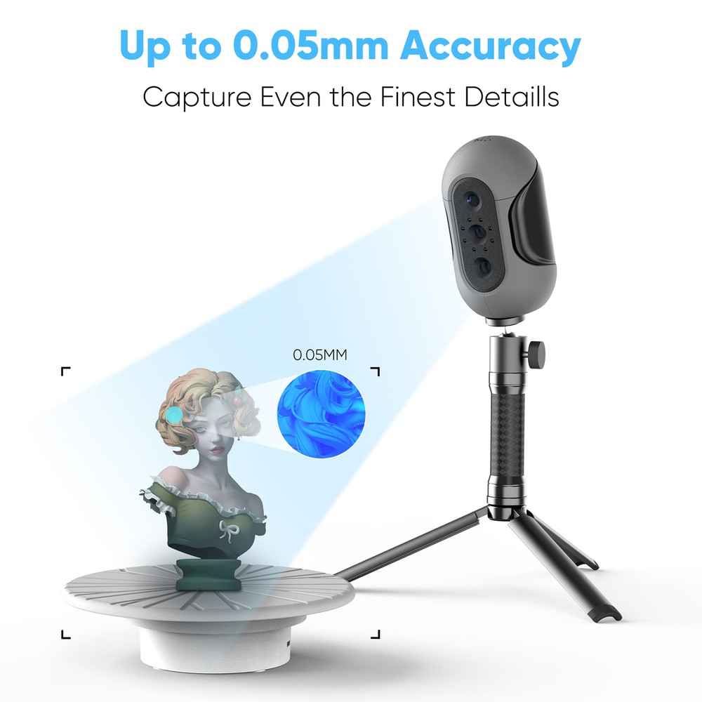 3DMakerpro Handheld 3D Scanner for 0.05mm Accuracy 3D Printing 0.1mm Resolution