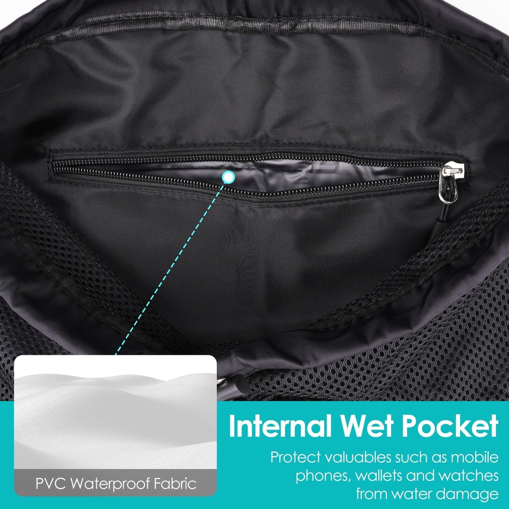 Large Mesh Swim Backpack Drawstring Waterproof Beach Bag Gym Workout Bag