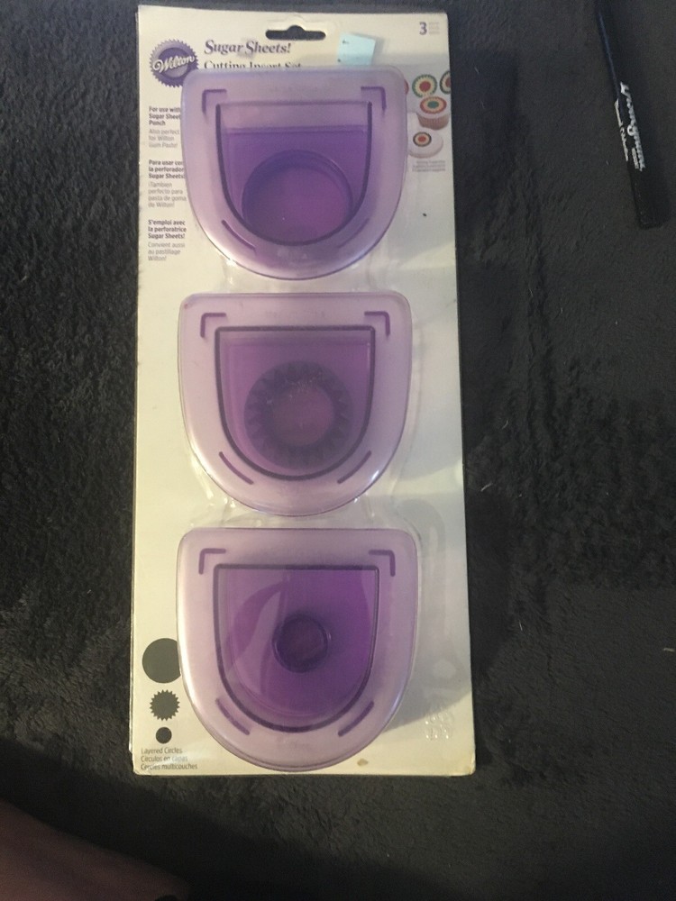 New~Wilton Sugar Sheet Cutting 3 Pc Insert Set Layered Circles Cake Decorating