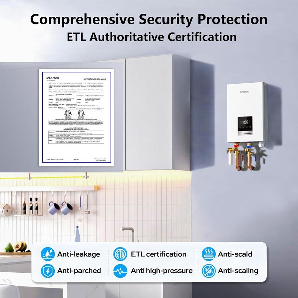 ORBEK 14kW Tankless Water Heater Electric 240V for 2-3 Points of Use No Wait