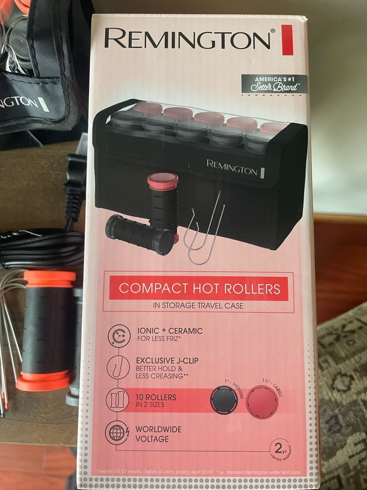 NIB Remington Compact Hot Rollers Storage Travel Case 10 Rollers 2 Sizes