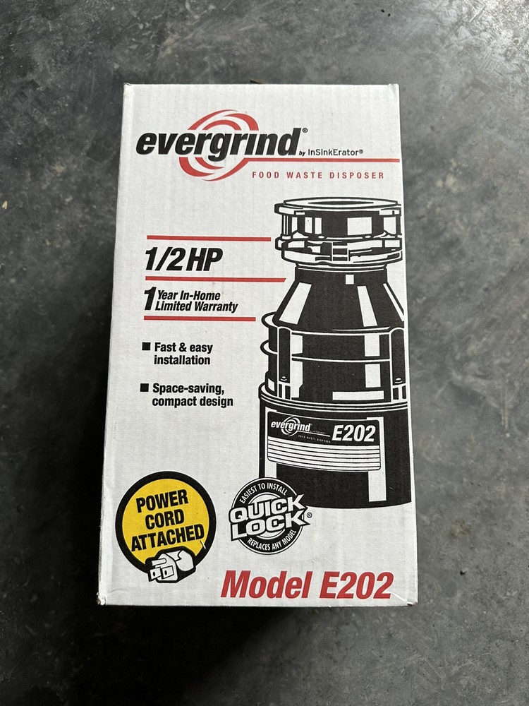 Evergrind E202 (Insinkerator 75951) 1/2 HP Garbage Disposal New in Box