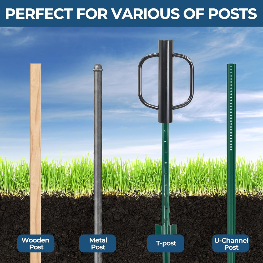 Fence Post Driver, 12LBS Fence Post Driver with Handle, 2.7 Inch Inner Diameter