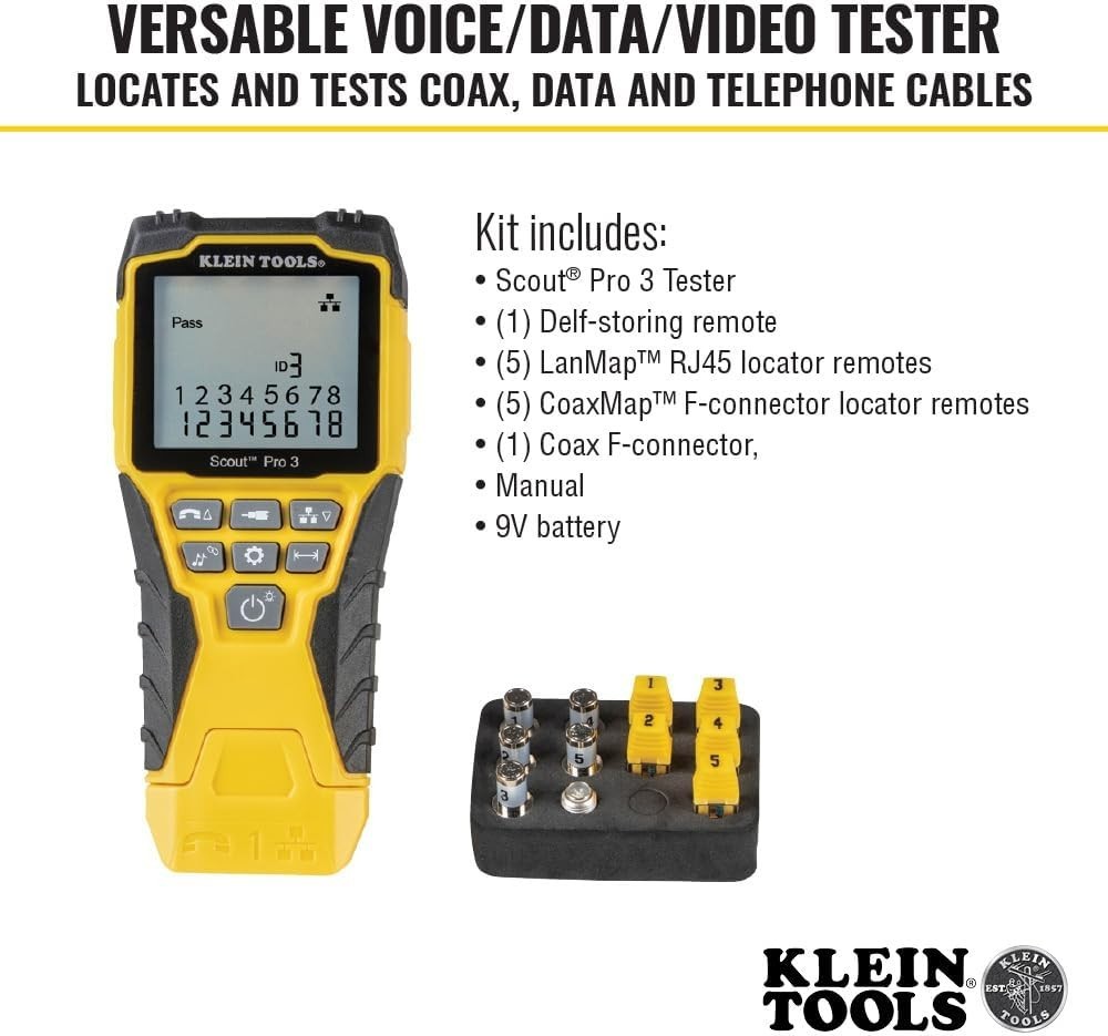 Klein Tools VDV501-851 Cable Tester with Backlit LCD Display
