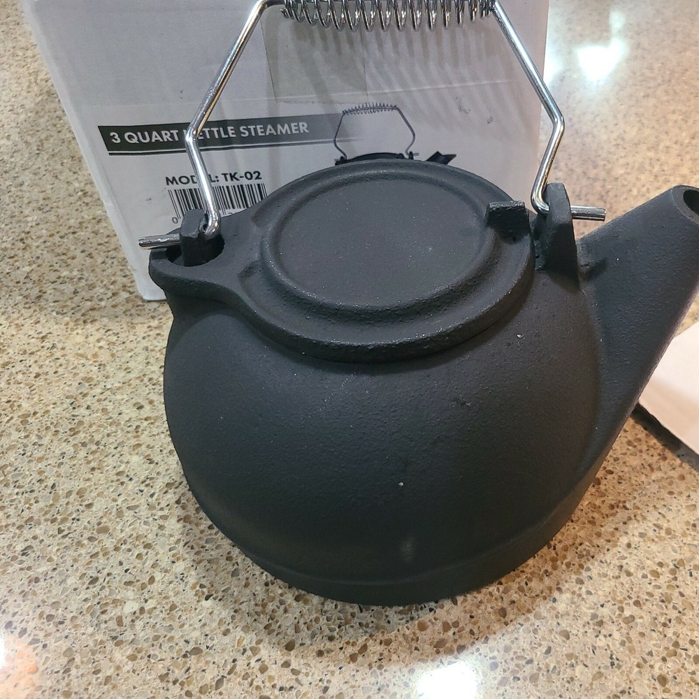 TK-02 Black Finish Tea Kettle 3 Quart Steamer with Spring-Loaded Handle