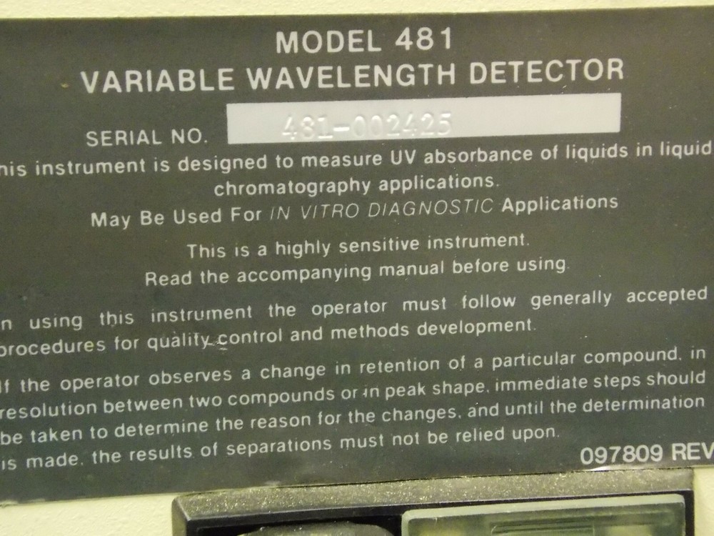 Waters Millipore Lambda Max 481 LC Spectrophotometer Variable Wavelength Detect