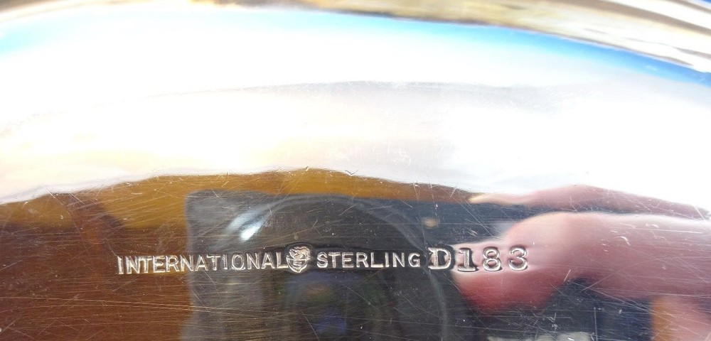 Sterling Silver by International 9" Serving Tray with Leaf Pattern (#1181)
