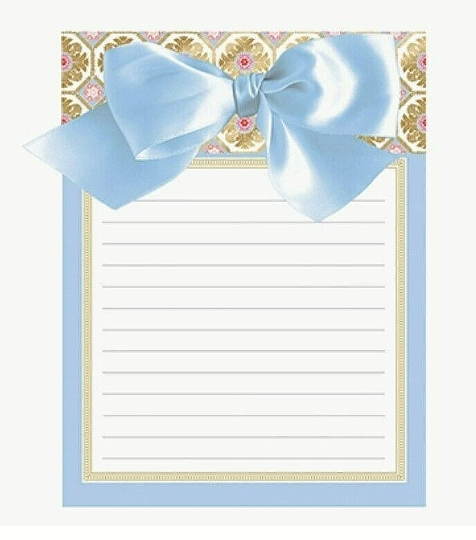 Anna Griffin, "Acanthus" Luxury Bow Note Pad with Powder Blue Bow, 175 Sheets
