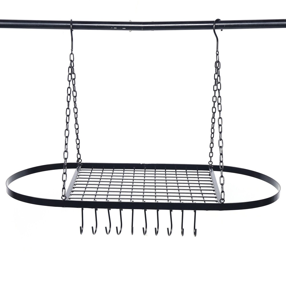Hanging Pot Holder Pan Hanger Iron Kitchen Rack Cookware Organizer Storage Shelf