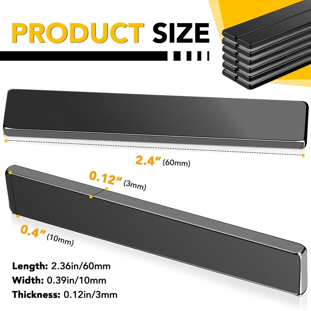 12 Pack Waterproof Neodymium Bar Magnets with Epoxy Coating, Powerful Permanent