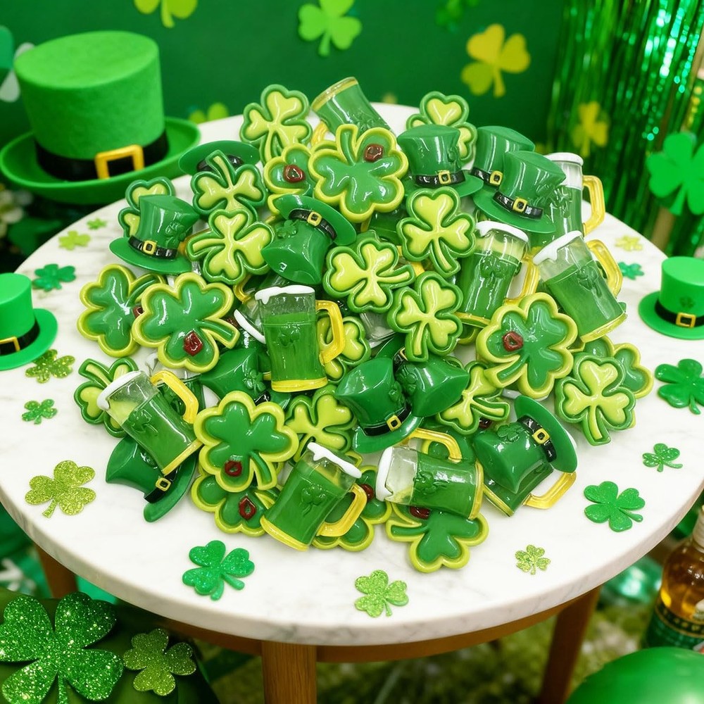 LOPURO St. Patricks Day Mini Resin Decorations, 48Pcs Tiny Medium, Green